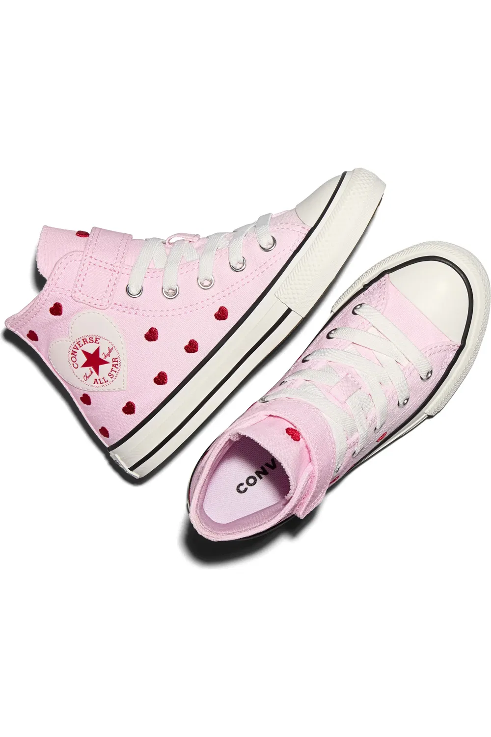 Кеды детские на шнуровке с регулируемым ремешком Chuck Taylor All Star 1V Converse, New Found Bloom/Vintage White — фото 3