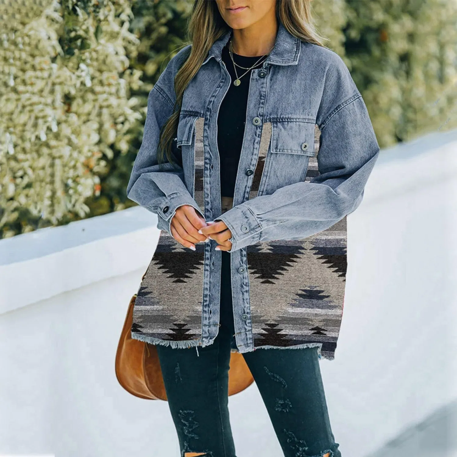 Женская джинсовая куртка с пуговицами Vintage Denim, Blu — фото 2