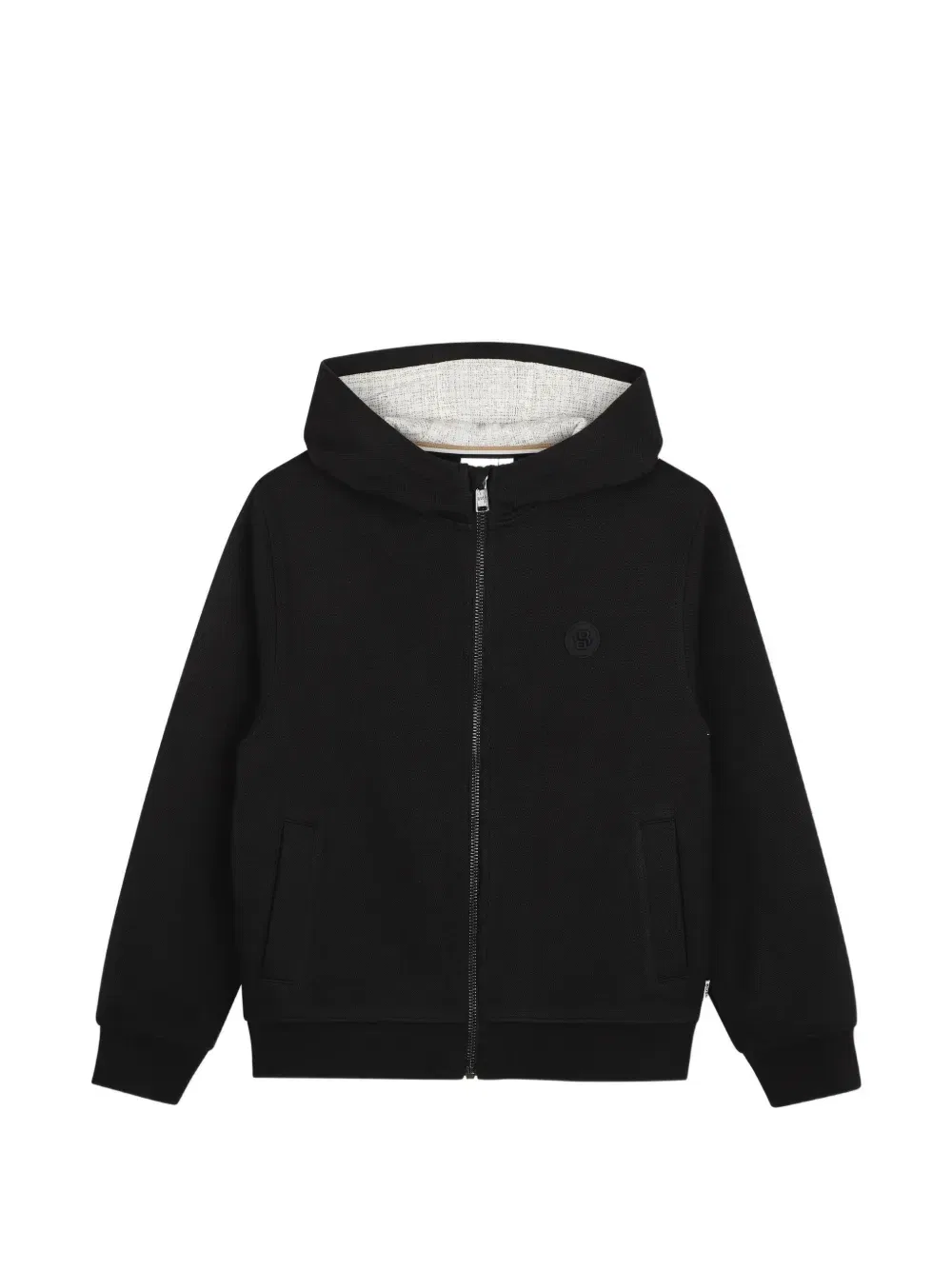 Худи на молнии с нашивкой-логотипом Boss Kidswear, черный