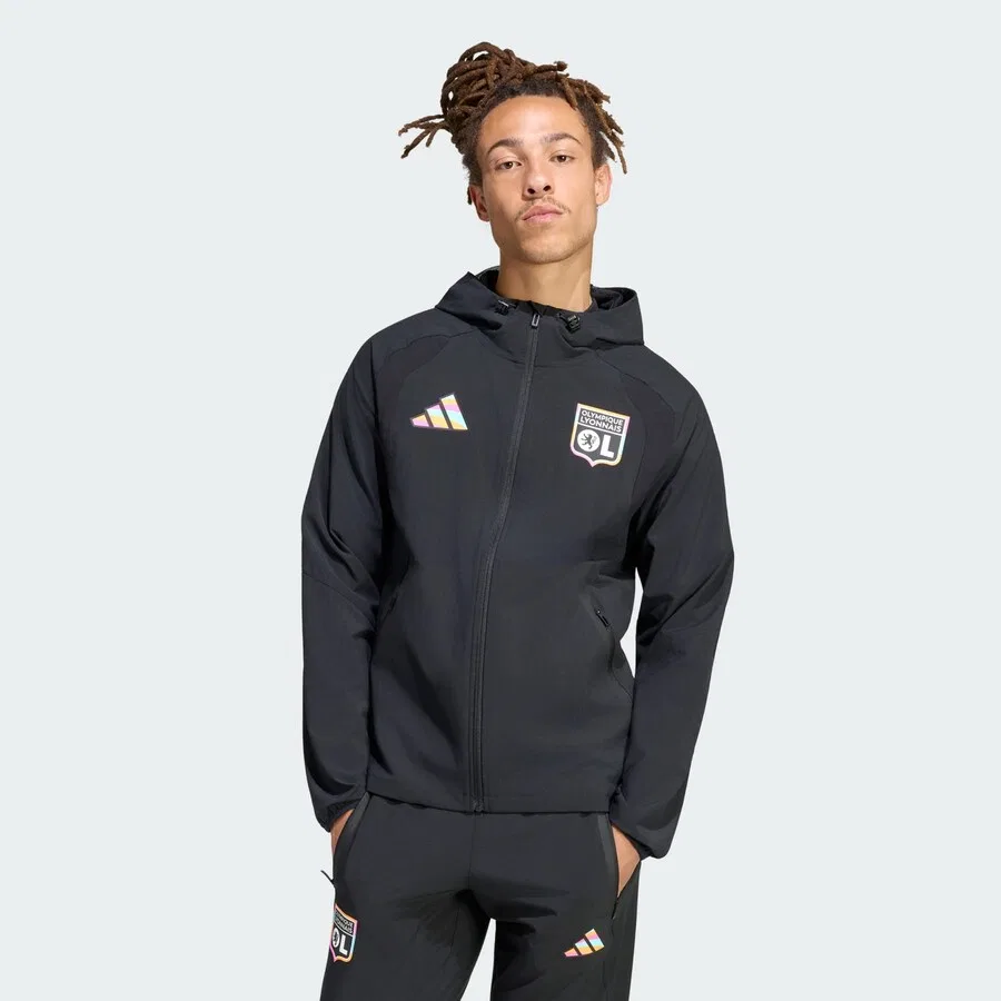 Спортивная куртка ADIDAS PERFORMANCE 'Olympique Lyon' черного цвета — фото 2