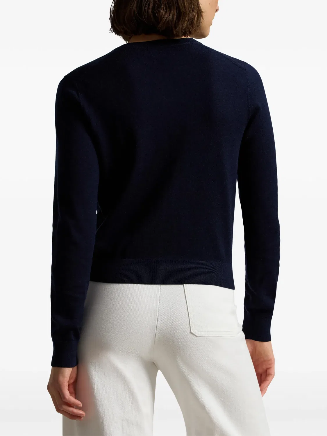 Шерстяной кардиган с вышитым логотипом Polo Ralph Lauren, синий — фото 4