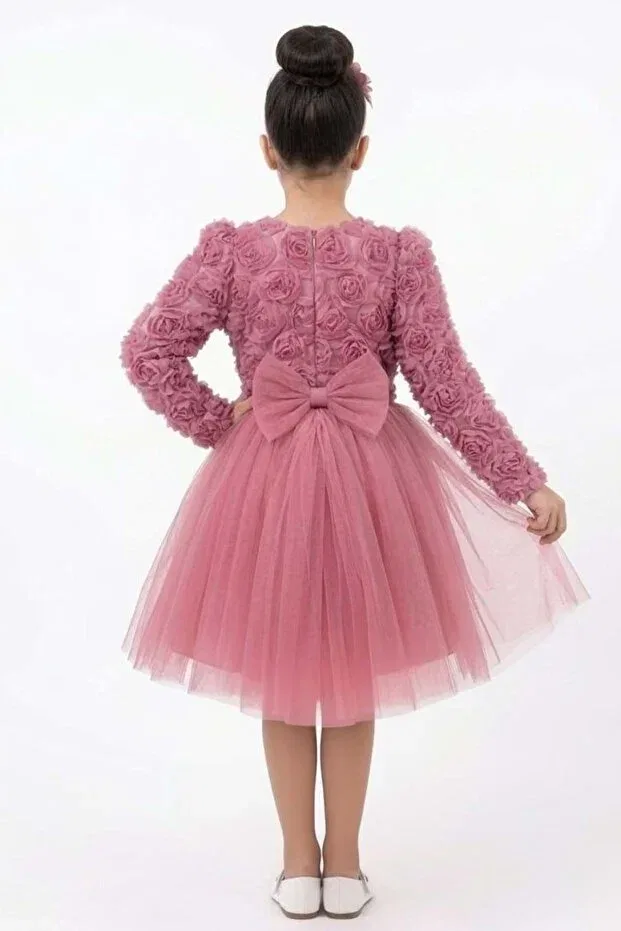 Детское платье для девочек с геометрическим принтом Luvia Mnk Baby&Kids, Rose Dry — фото 3