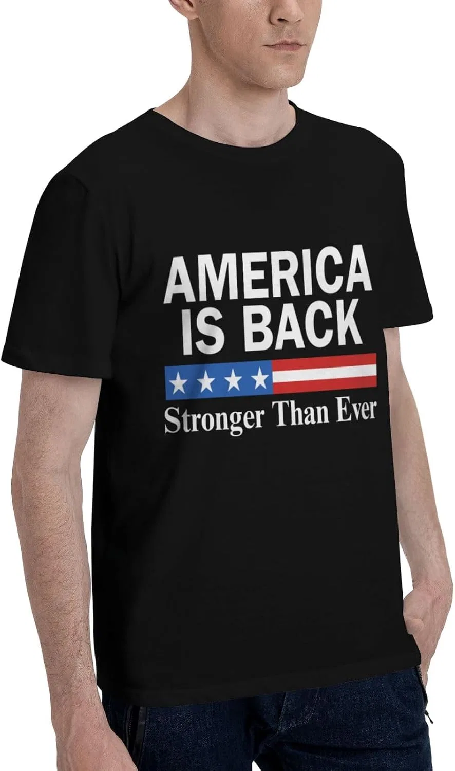 Мужская футболка классическая America is Back Stronger Than Ever, Black — фото 3