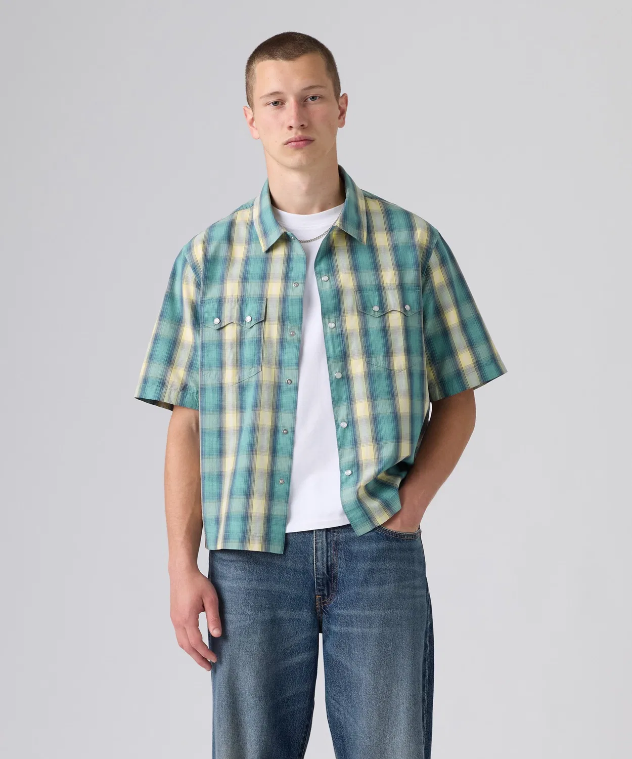 Мужская рубашка с коротким рукавом, свободного кроя, Western Levi's, Blue — фото 2