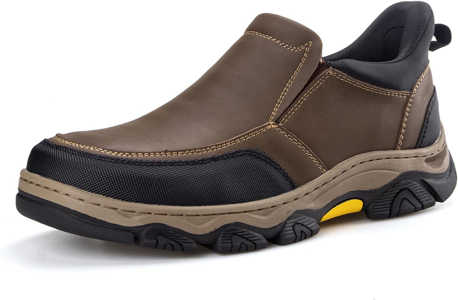 

Мужские слипоны UPIShi без застежек, водонепроницаемые лоферы из кожи, повседневная обувь для прогулок, офиса и бизнеса с амортизирующей подошвой, коричневый