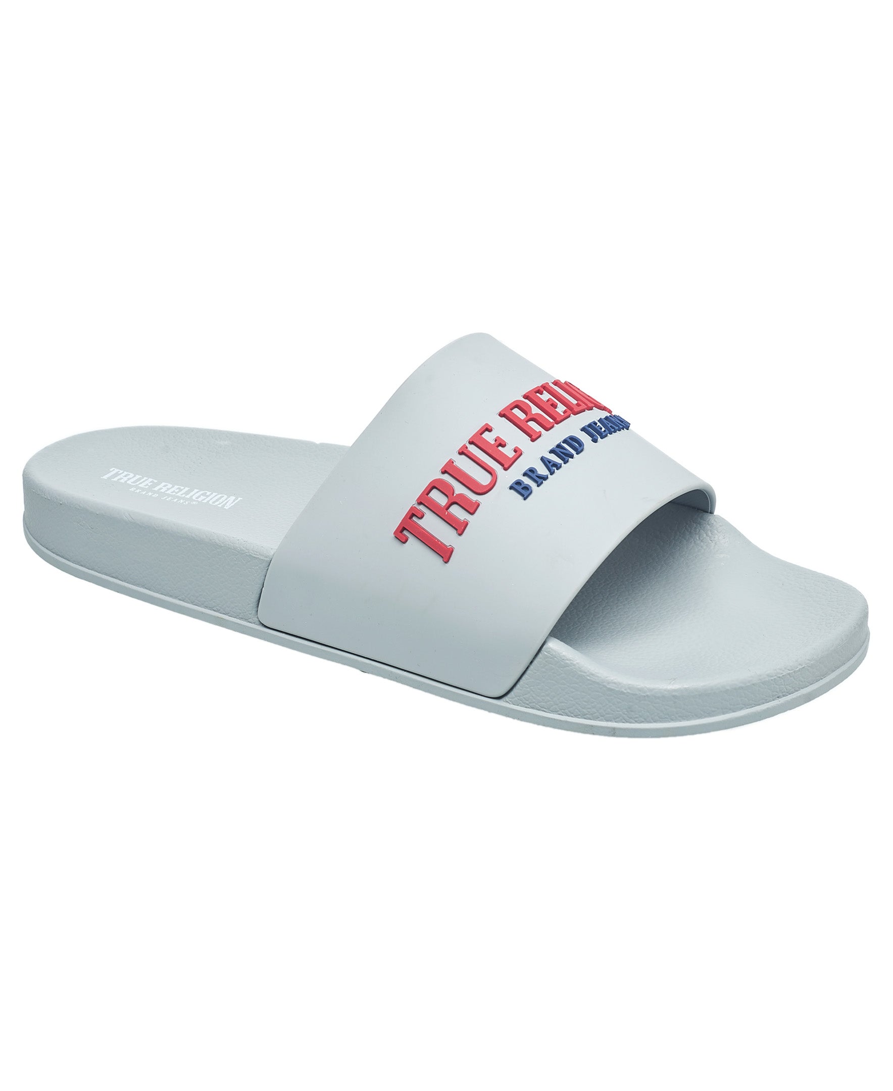 True Religion Men's Weezy Logo Slide, серый