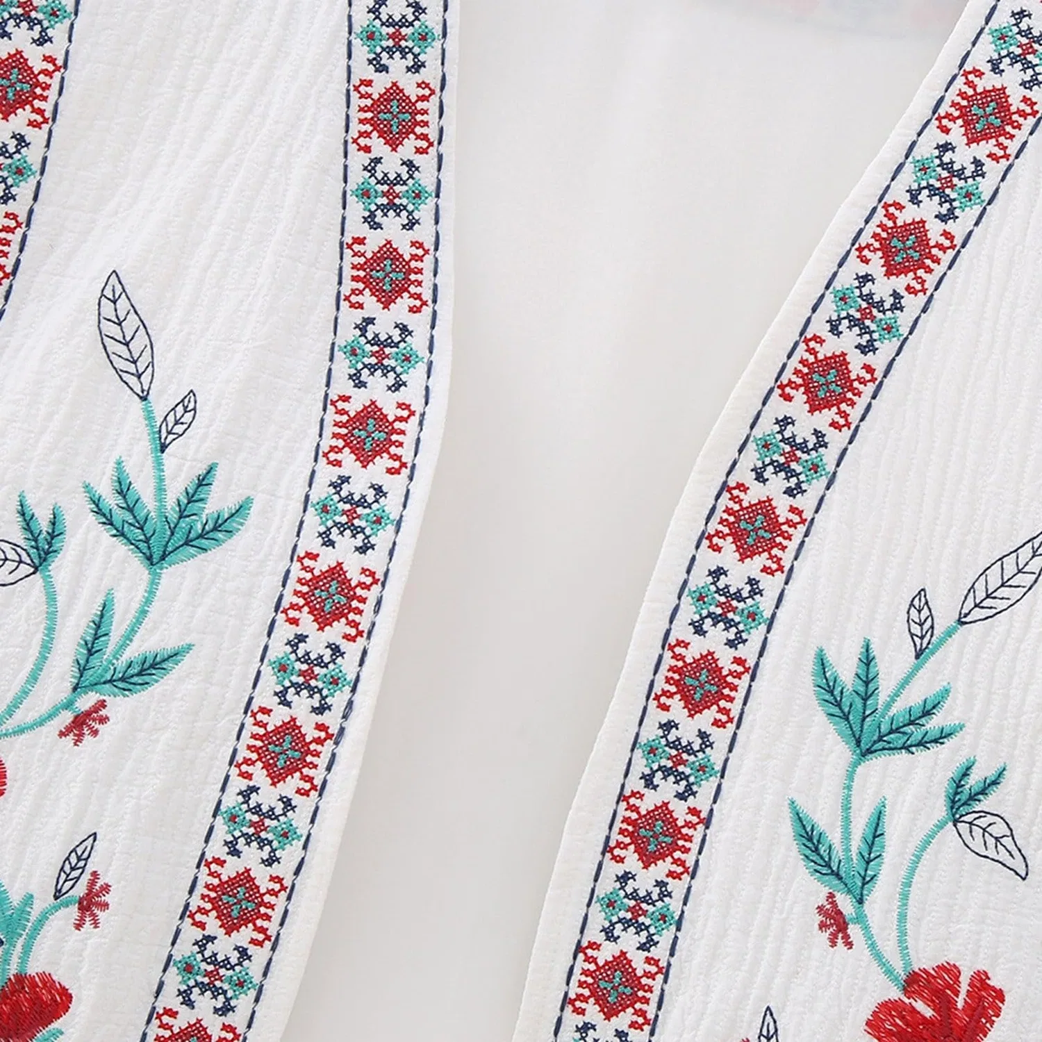 Женская куртка с принтом Giubbino Donna Leggero-Accessori Per Capelli Retrò Da Donna Cardigan Top Pantaloncini Girocollo Gilet Ricamato A Fiori, Bianco — фото 3