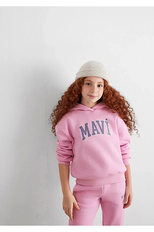 Детская толстовка с капюшоном с принтом Mavi, Pink