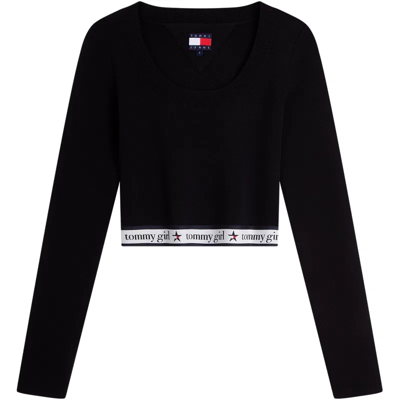 Женский джемпер с круглым вырезом Tommy Hilfiger, Черный Bds — фото 3
