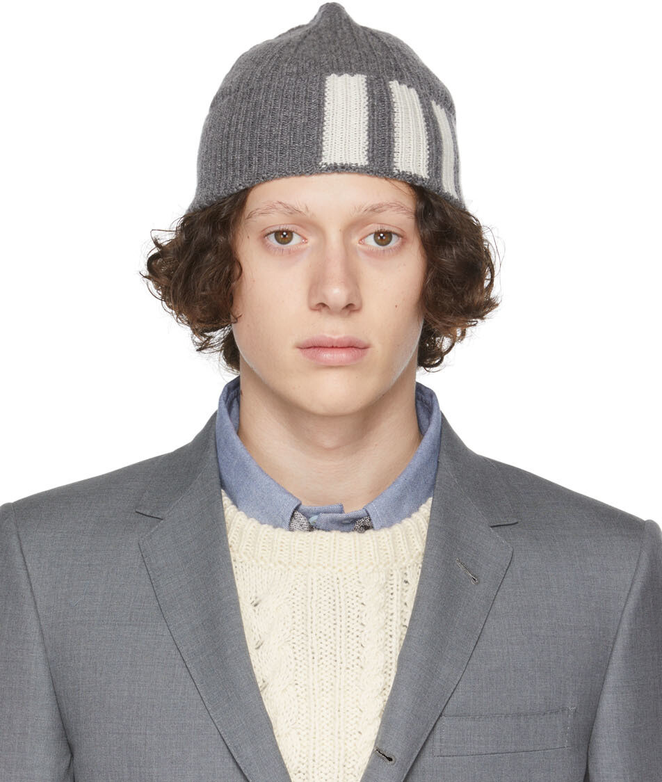 

Серая шапка из кашемира с четырьмя полосками Thom Browne