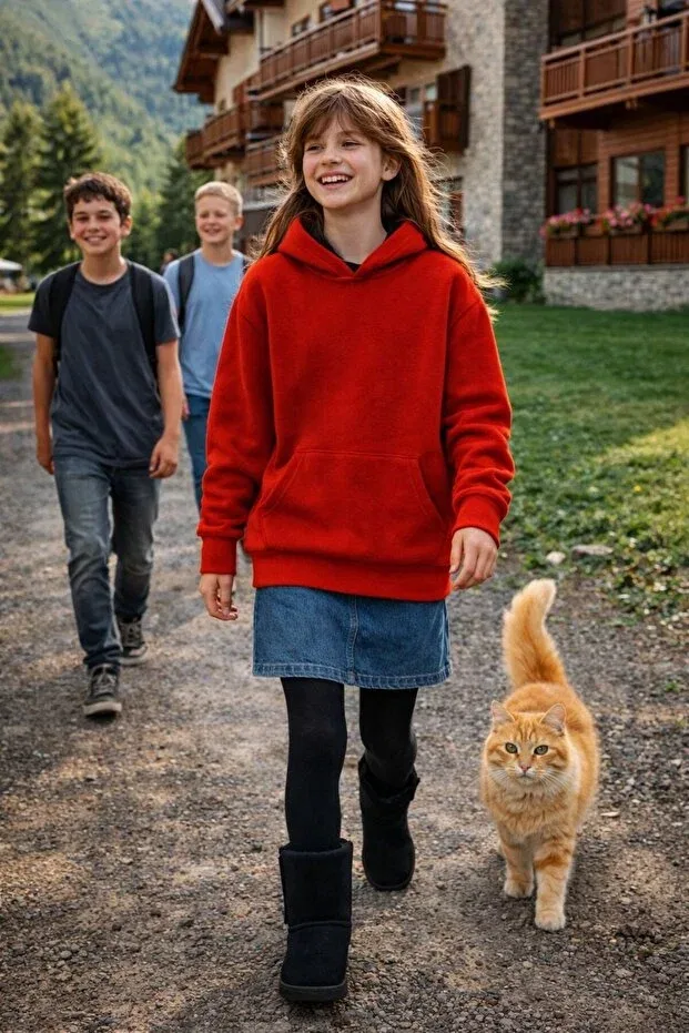 Детские свитшот-худи оверсайз с капюшоном Cloise, Red