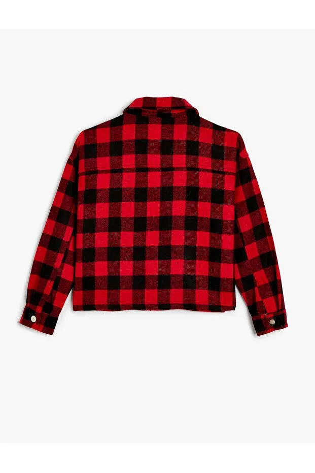 Детское пальто для девочек с длинным рукавом Koton, Red Plaid — фото 2