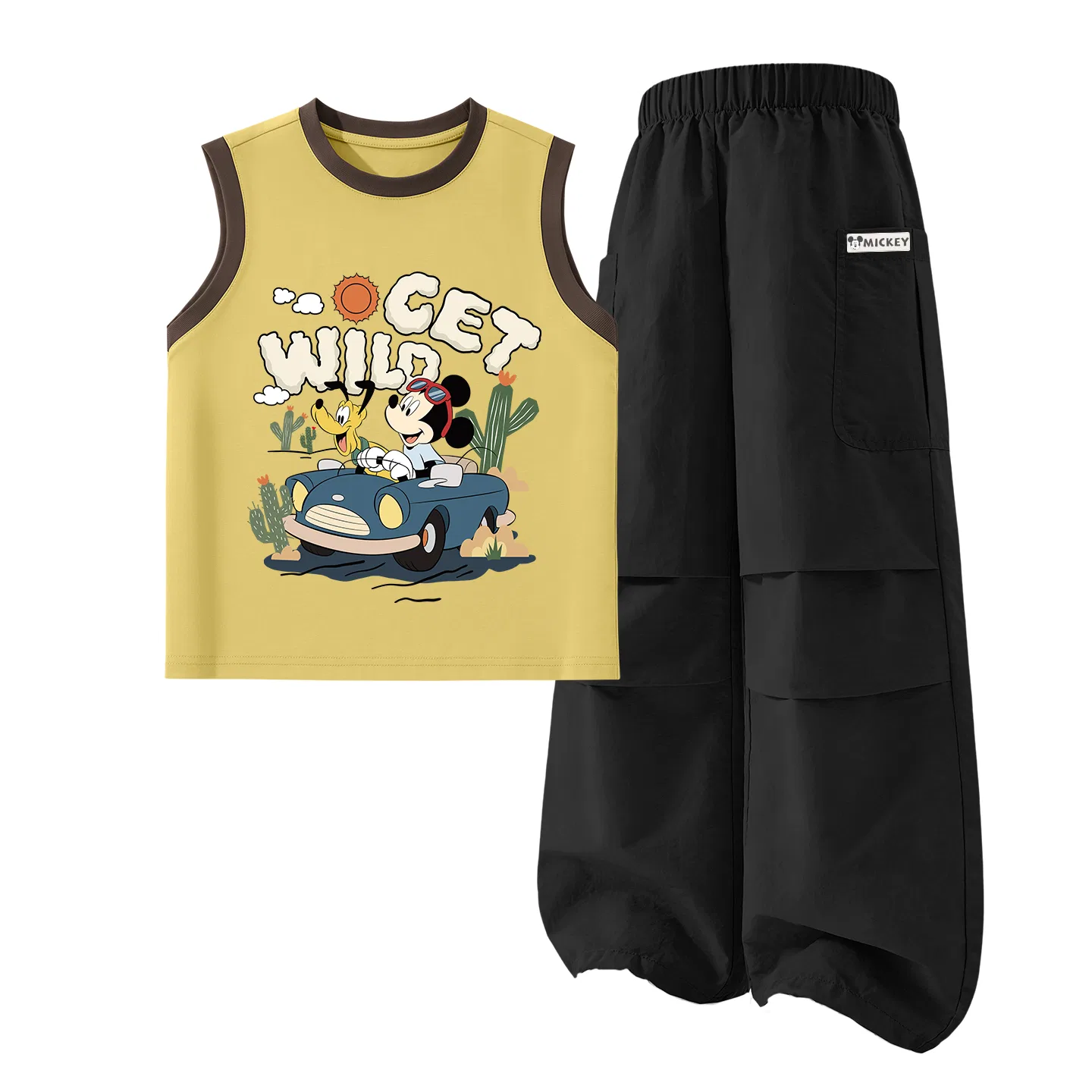 Детский спортивный костюм, Crew Neck, Disney, Diqiu Camp Brown Yellow+Black