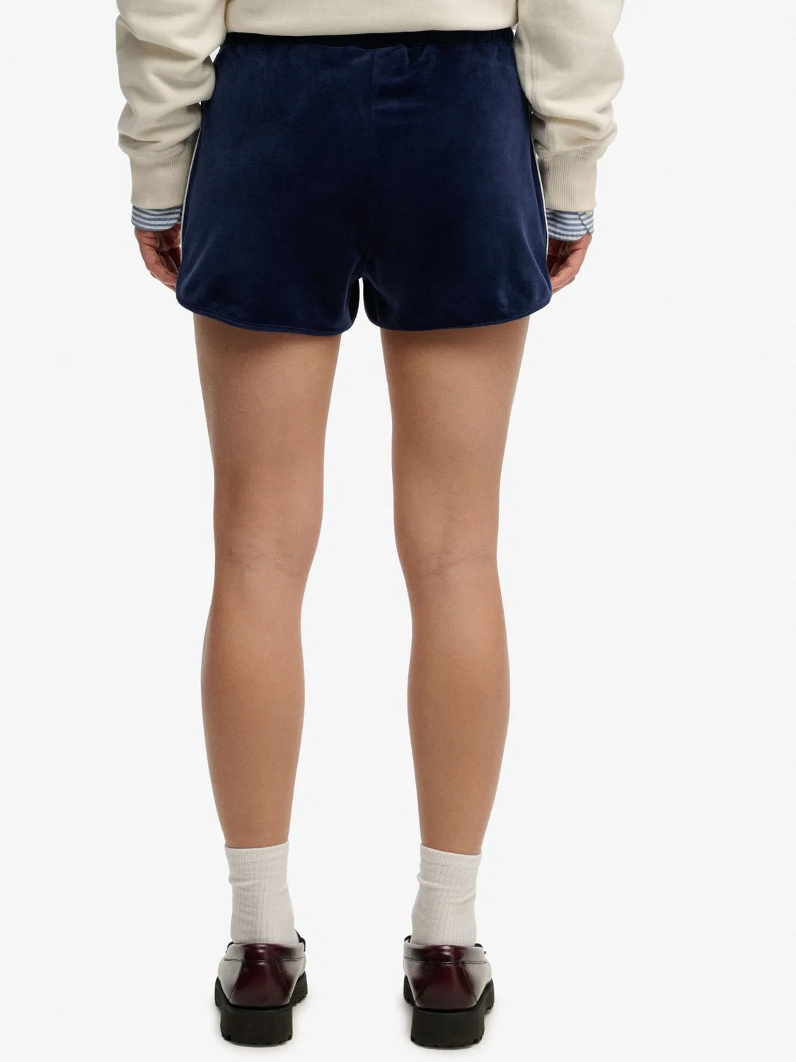 Шорты из велюра, slim fit, Country Club Superdry, синие — фото 2