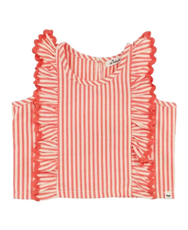 Детский топ для девочек с рюшами Millie Ruffle Oh Baby!, Faded Red