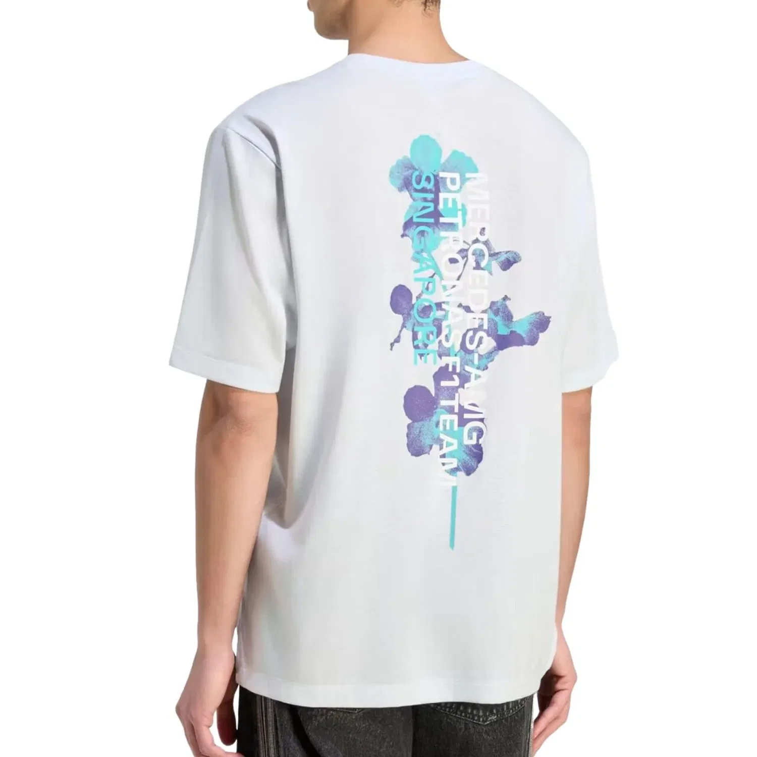 Мужская футболка Mercedes AMG Petronas F1 Team Vanda Bloom T-Shirt Asia Sizing 'Blue Tint' adidas, Blue Tint — фото 3
