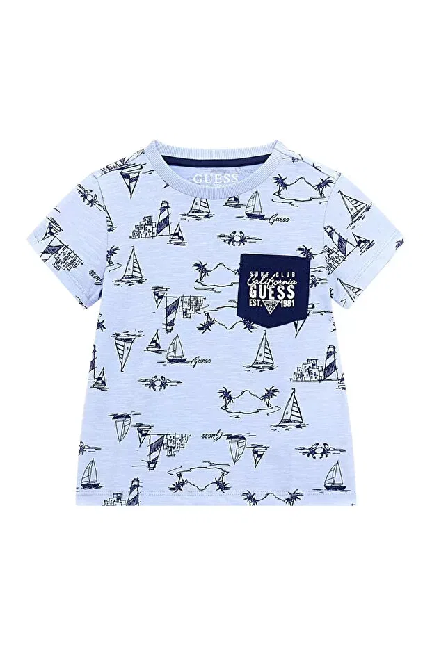 Детская футболка с принтом Slub Jersey SS T-Shi Guess, P73l — фото 2