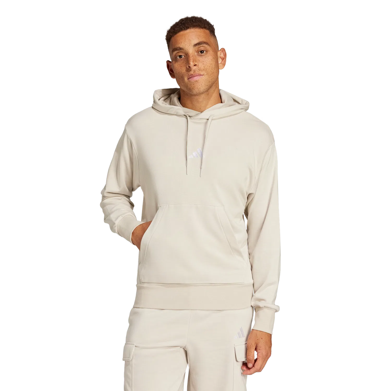 Мужское худи с капюшоном Adidas, бежевый — фото 3