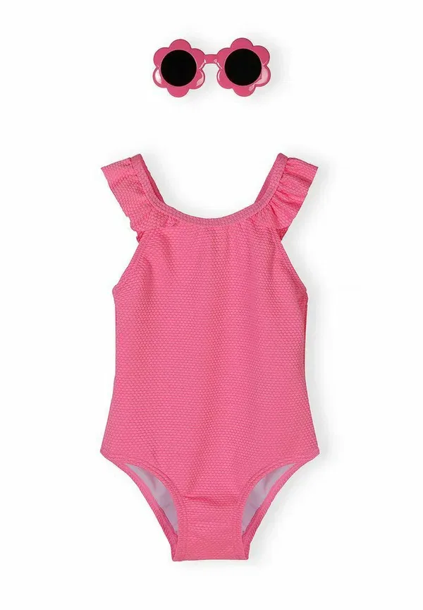 Комплект из 2 предметов с цветком, купальник, Minoti, Neon Pink, розовый