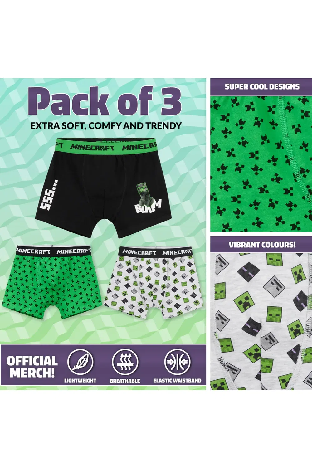 Мужские боксеры 3 Pack Minecraft, Multi — фото 3