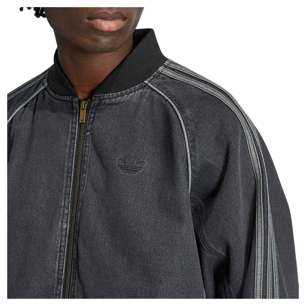 Мужская джинсовая куртка с молнией Adidas Originals SST Track, Black — фото 2