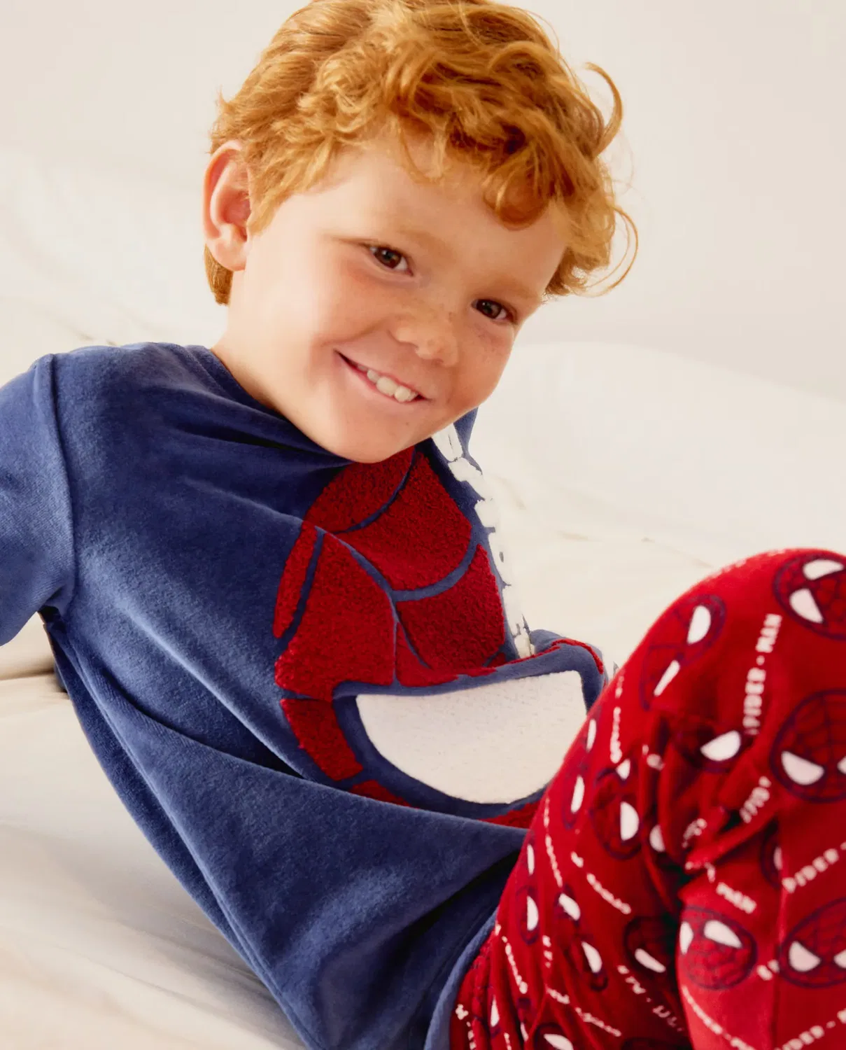 Детская пижама длинная с принтом SPIDERMAN Cotton Juice, Azul Marino