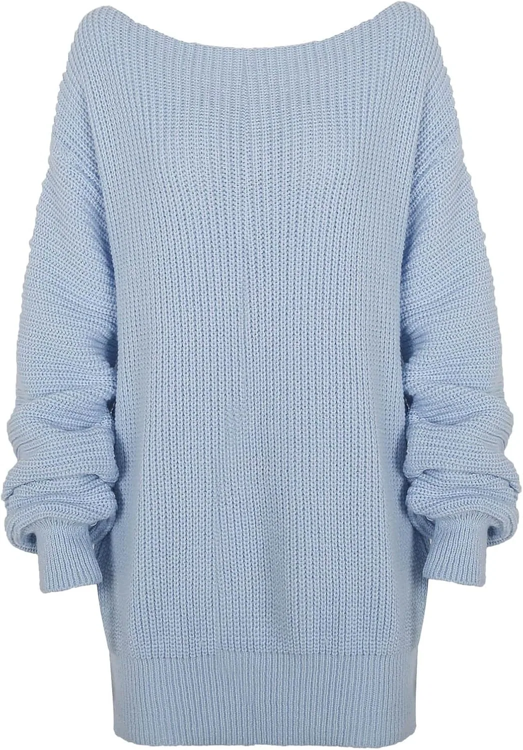 Женское оверсайз платье-свитер с длинным рукавом, Light Blue — фото 3