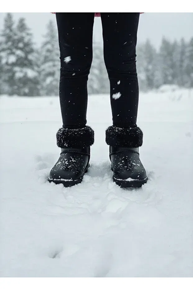 Детские снежные ботинки для девочек водонепроницаемые Foopi, Black — фото 4