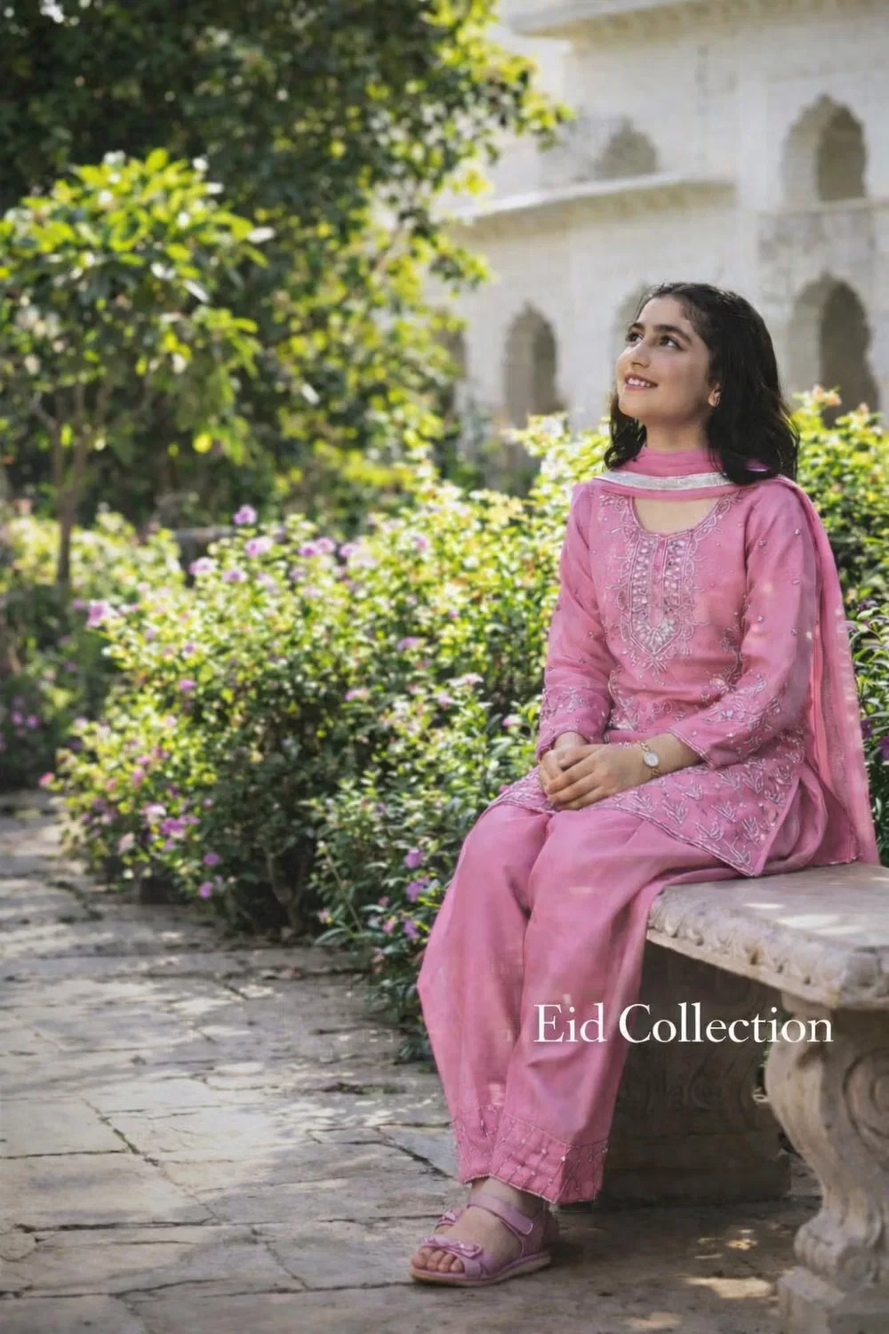 Костюм с вышивкой Rosé Charm Eid Inaabia, розовый