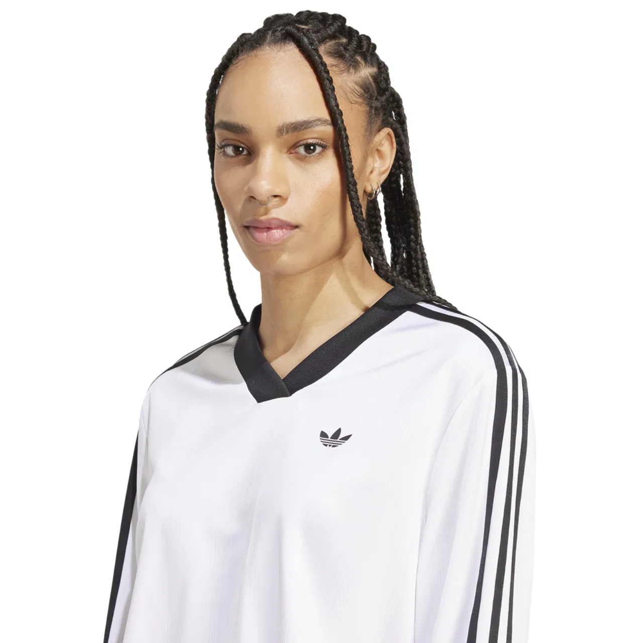 Футболка с длинным рукавом женская Jacquard Adidas, белый/черный — фото 3