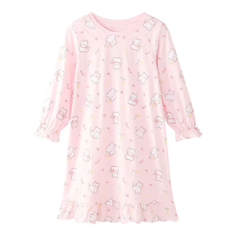 Детская ночная рубашка для девочек хлопковая Red Bean, Light Pink