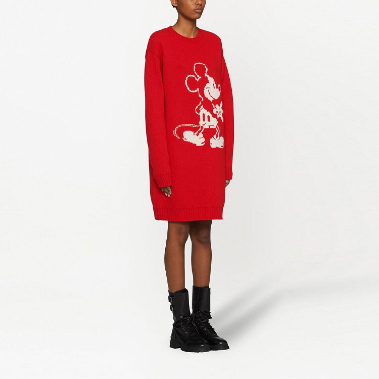 Платье Disney X Miu Miu с длинными рукавами, красный — фото 4