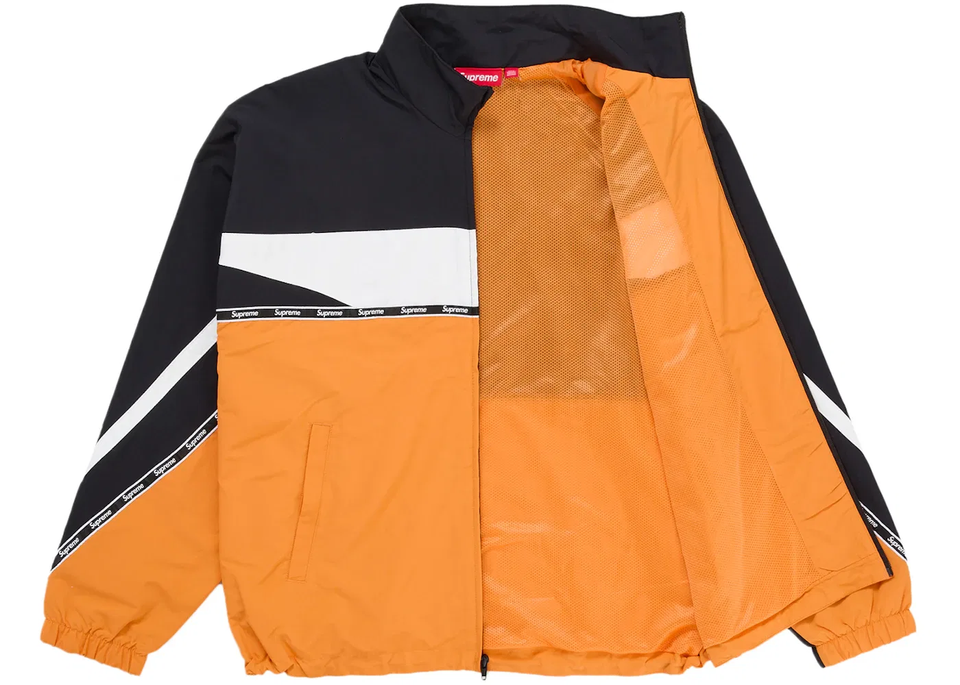 Мужская куртка с принтом Supreme Logo Taping Track Jacket, Orange — фото 2