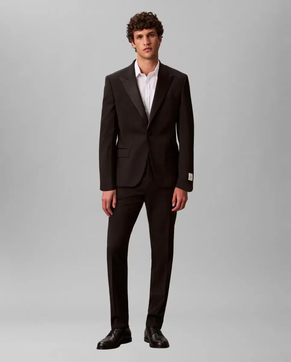 Мужские брюки-смокинг из шерсти Calvin Klein, Negro
