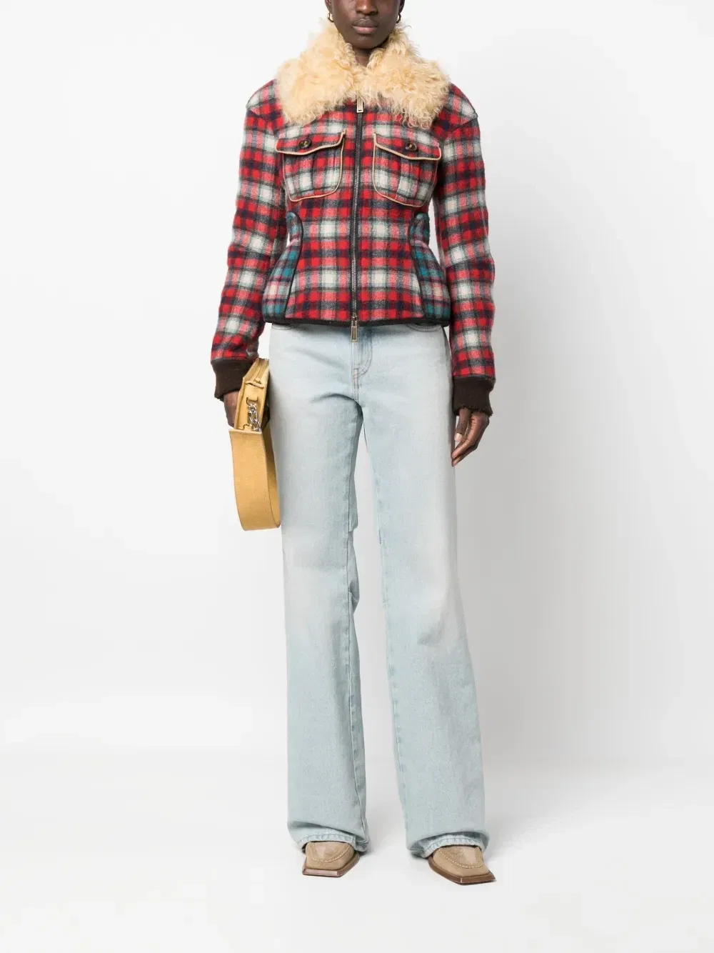 Фланелевая куртка с меховым ворником Dsquared2, красный — фото 2