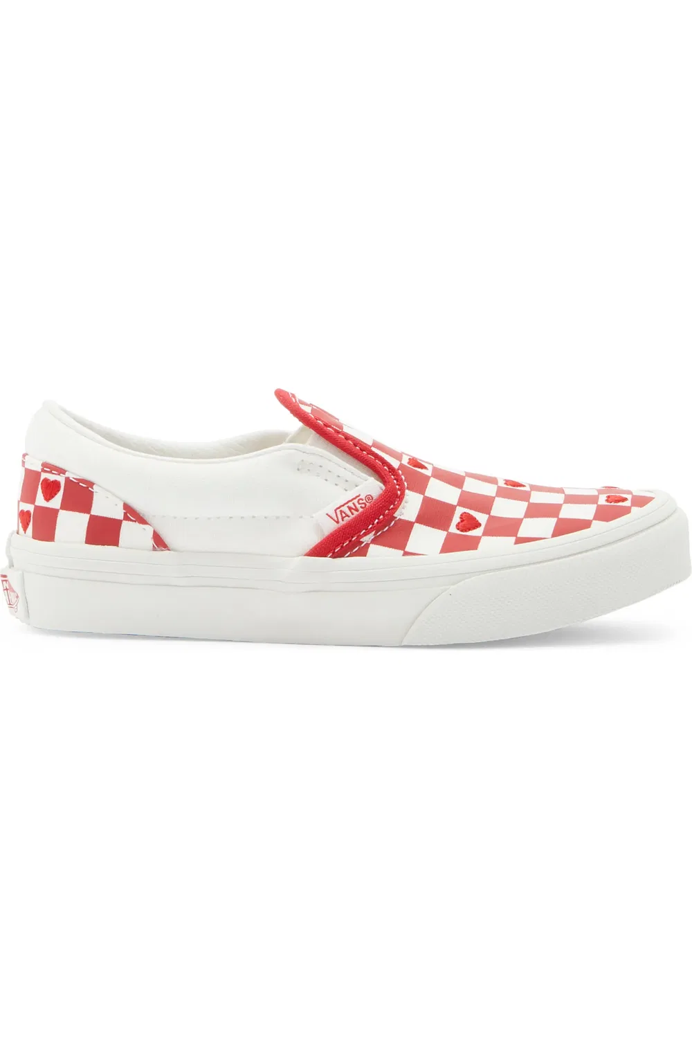 Кеды детские slip-on на шнуровке Checkerboard Vans, Racing Red True Whit — фото 3