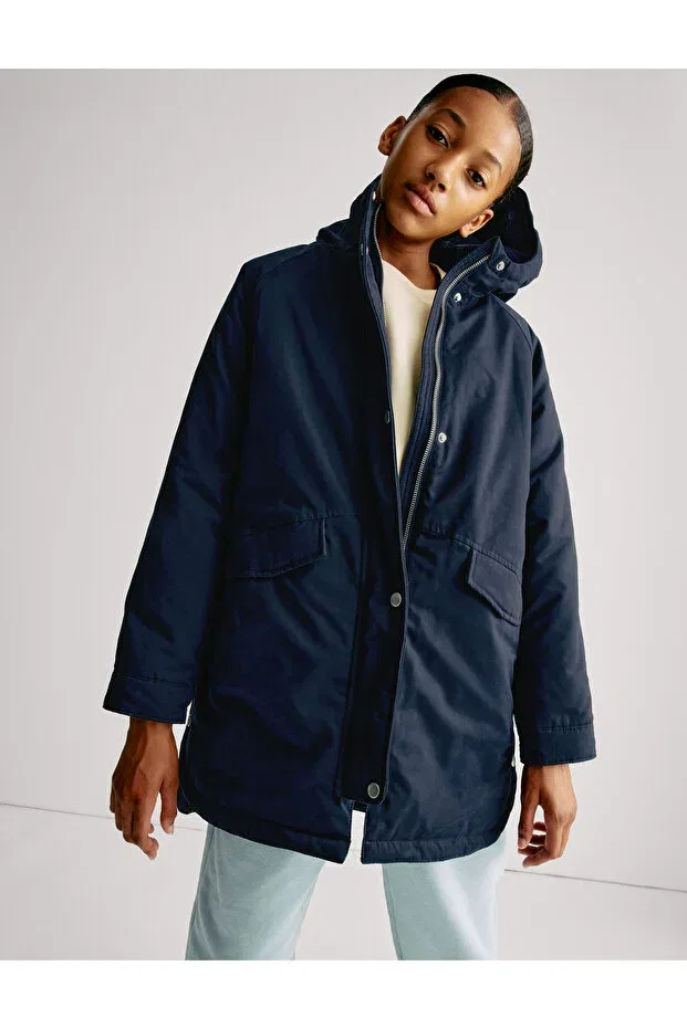 Детское зимнее пальто с капюшоном Marks & Spencer, Navy Blue