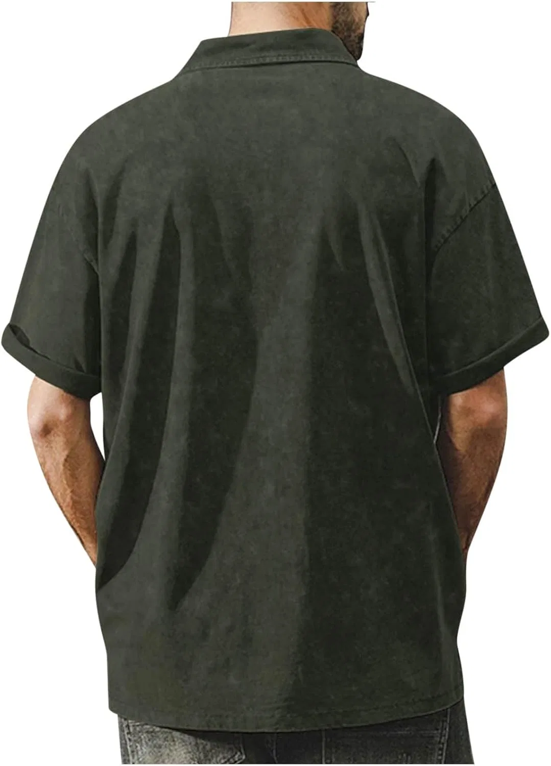 Мужская свободная хенли футболка с карманом, Army Green — фото 3