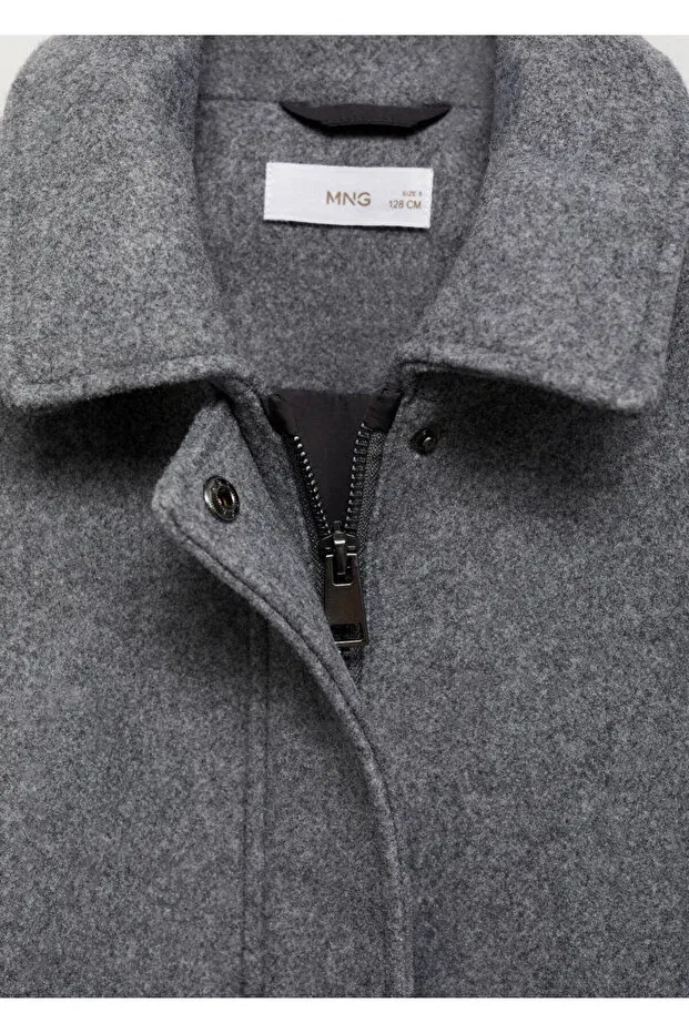 Детская куртка для девочек двубортное с длинным рукавом Mango Kids, Gray — фото 4