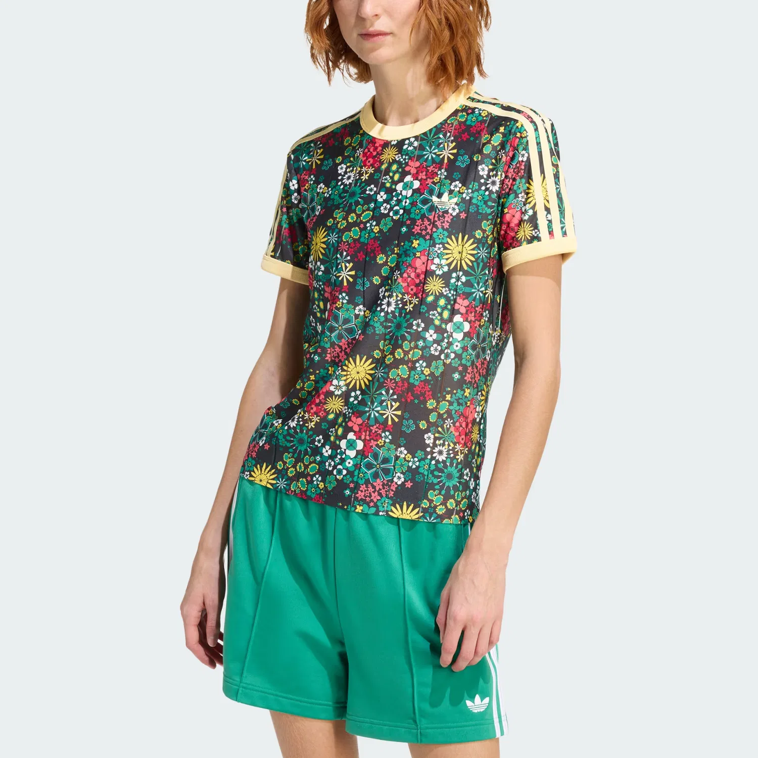 Женская футболка с принтом 3 Stripes Adidas Originals, Black/Bright Green/Preppy Green/EQT Yellow — фото 4