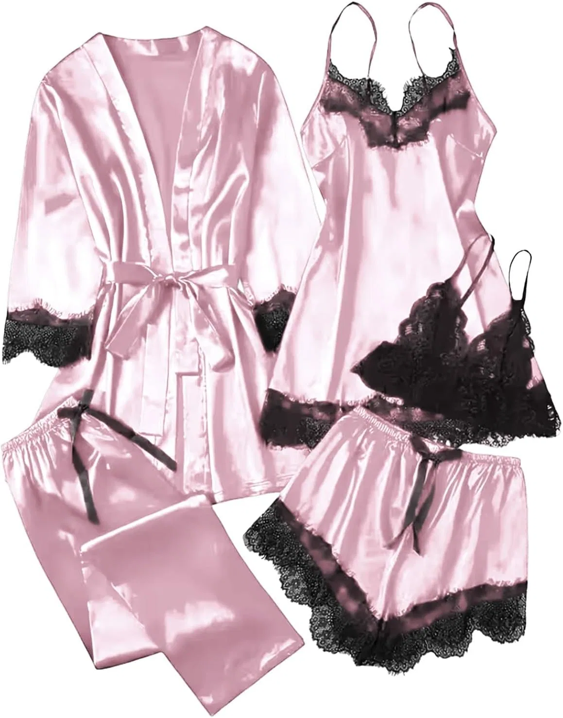 Пижамный комплект с кружевом, Pink