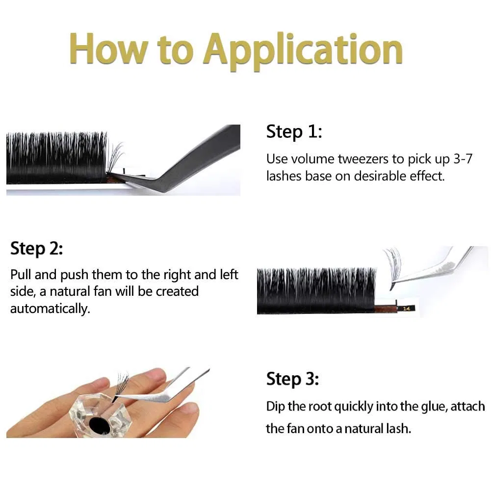 Набор для наращивания ресниц «Self-Fanning Volume Eyelashes» Gemerry, 0.07 C Curl — фото 4