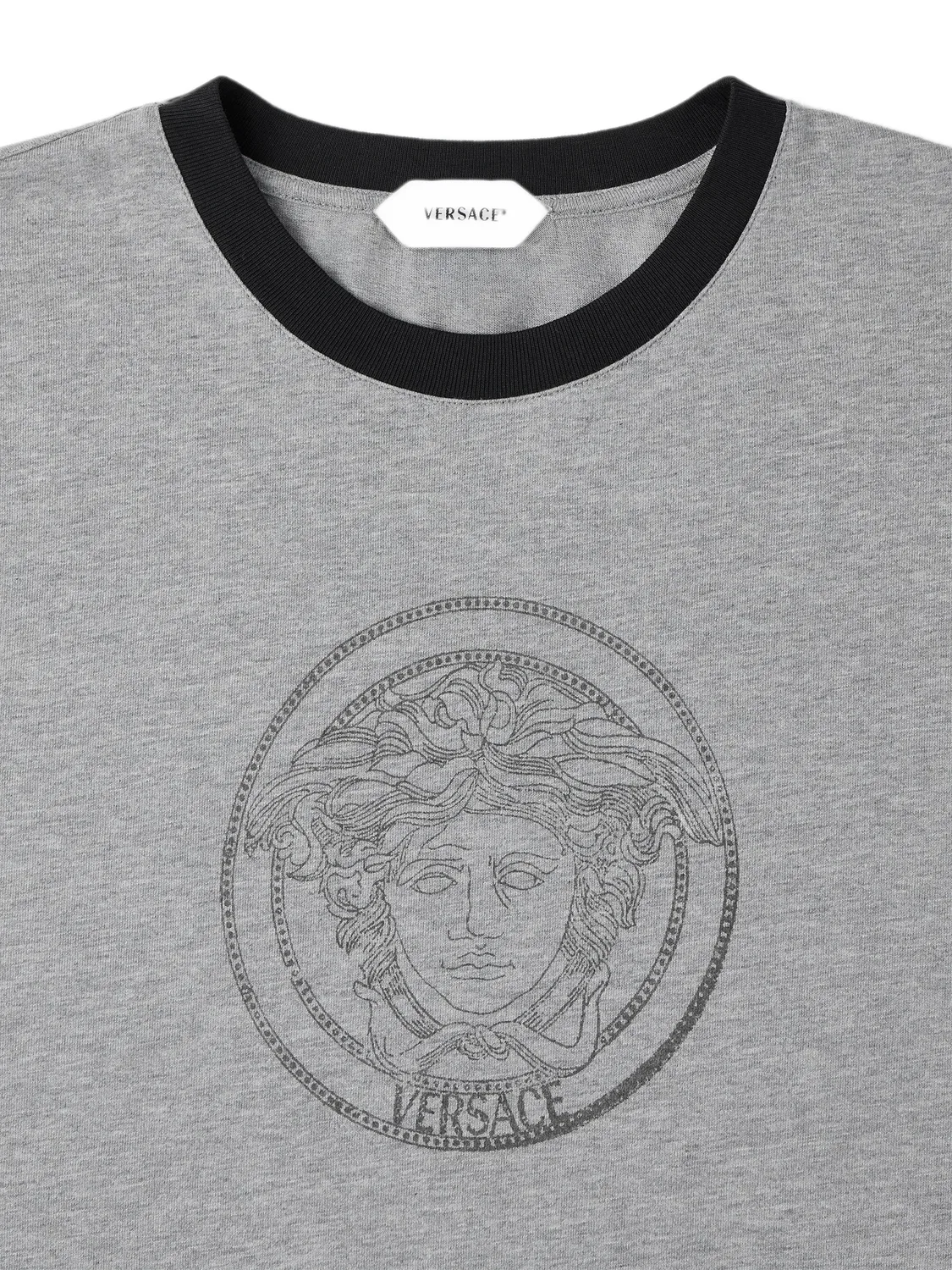Футболка из хлопкового джерси с принтом, серая Versace, серый — фото 2