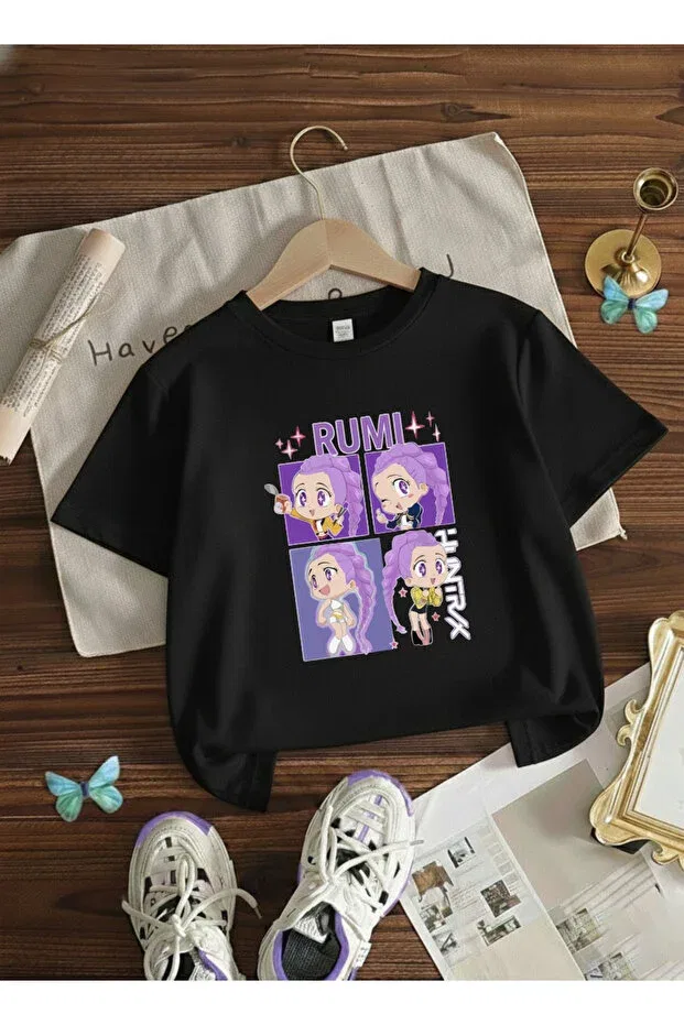 Детская футболка для девочек с принтом Rumi Huntrix Let'S Wear, Black
