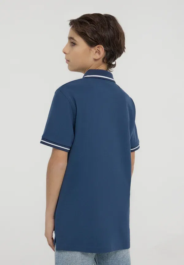 Комплект из 2 поло, хлопок, Polo shirt Terranova, white, белый/синий — фото 3