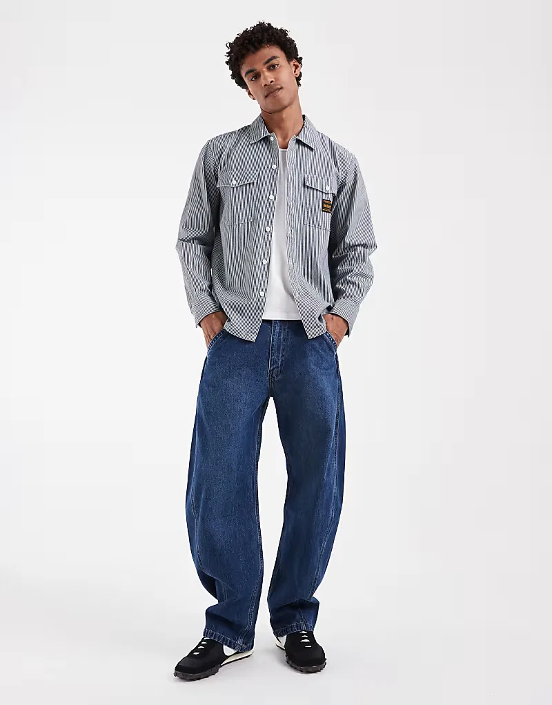 Рубашка Levi's Workwear в полоску с карманом, синий — фото 3