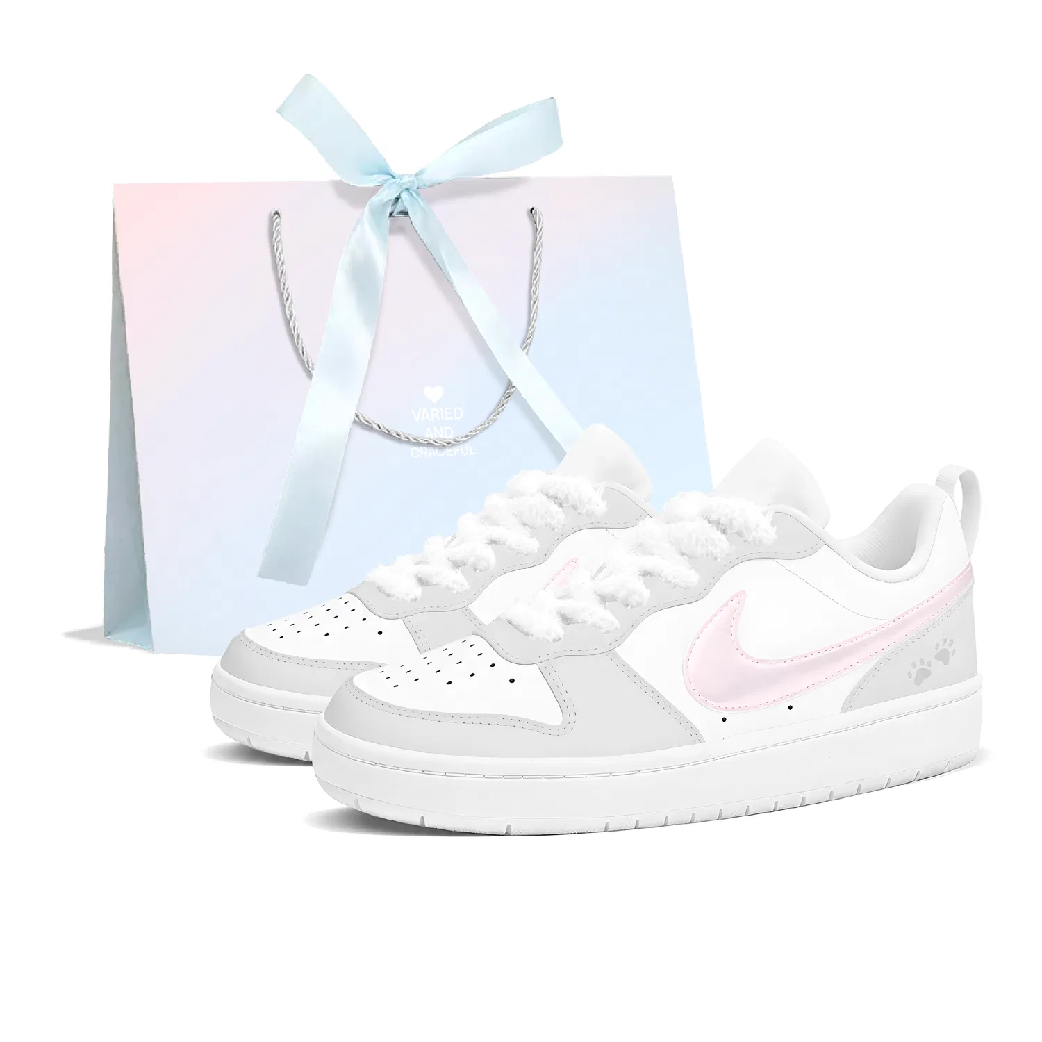 Детские кроссовки для скейтбординга Nike Court Borough Low Recraft, Gray Pink
