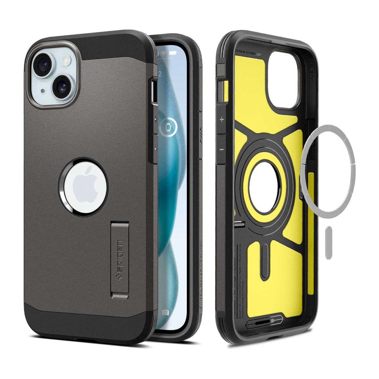 

Чехол Spigen Tough Armor MagFit для iPhone 15, Gunmetal, Прозрачный, Чехол Spigen Tough Armor MagFit для iPhone 15, Gunmetal