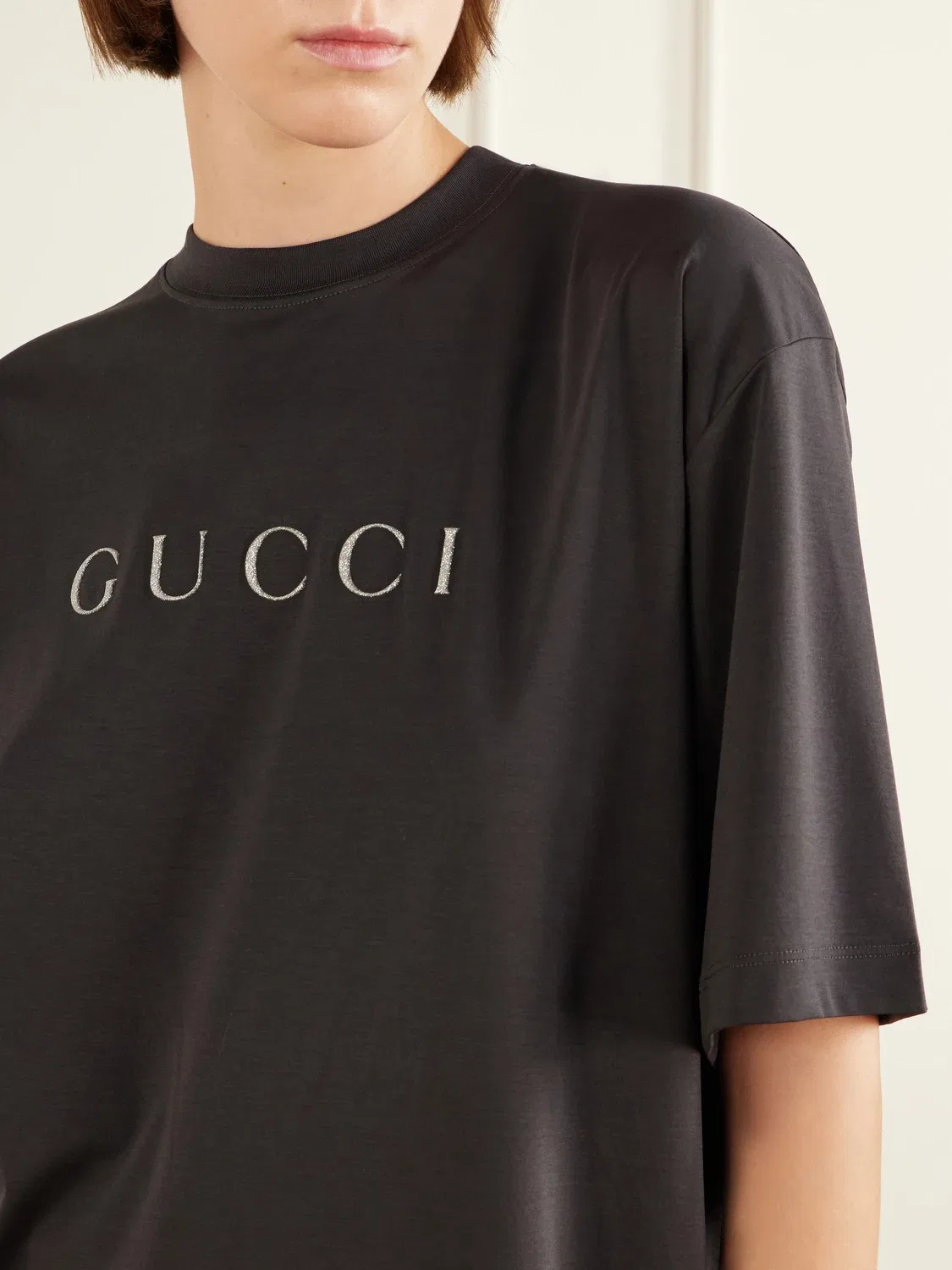 Футболка из хлопкового джерси с аппликацией-логотипом Gucci, черный — фото 4