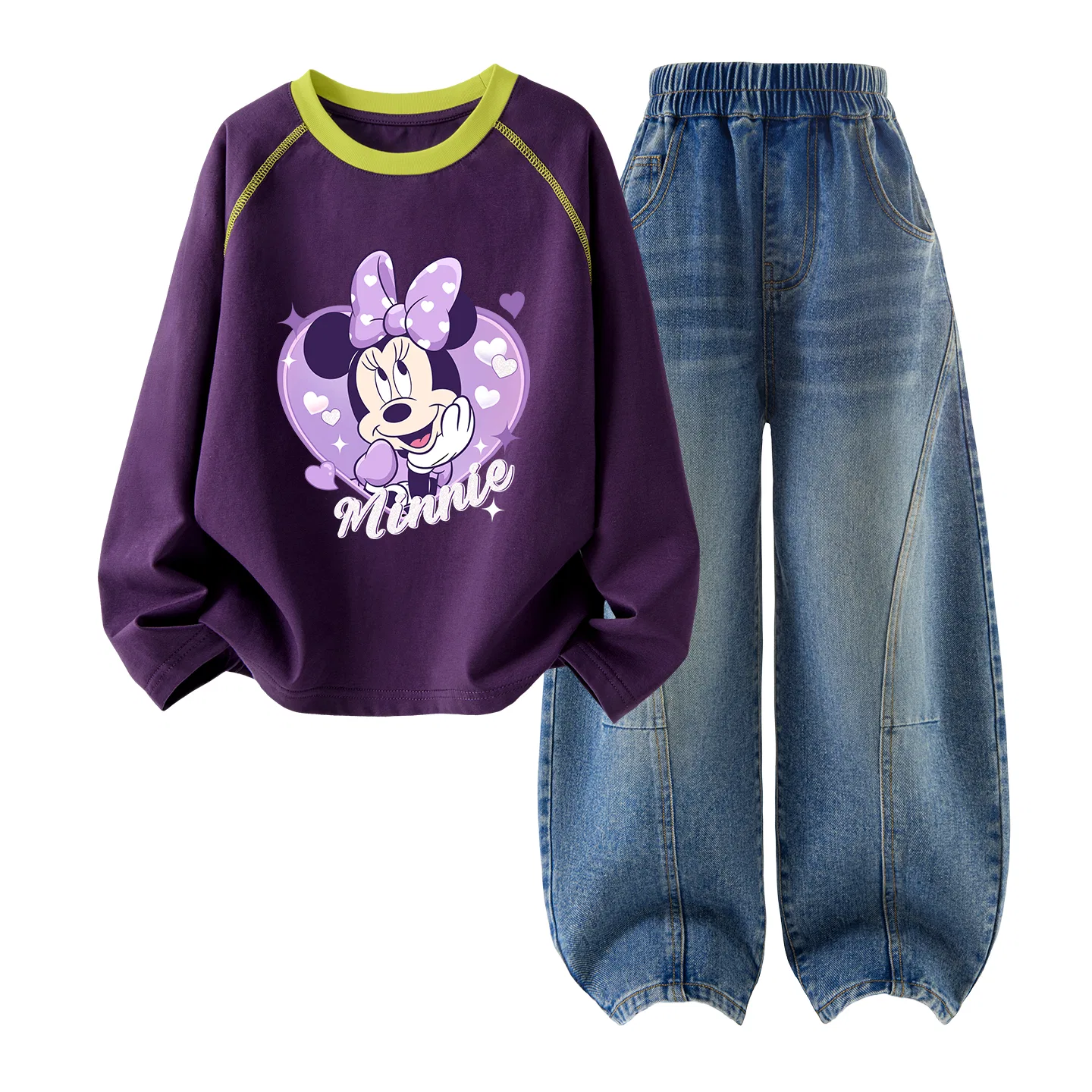 Детский спортивный костюм с принтом Disney, Daisy Heart Mulberry Purple+Solid Color Denim Blue